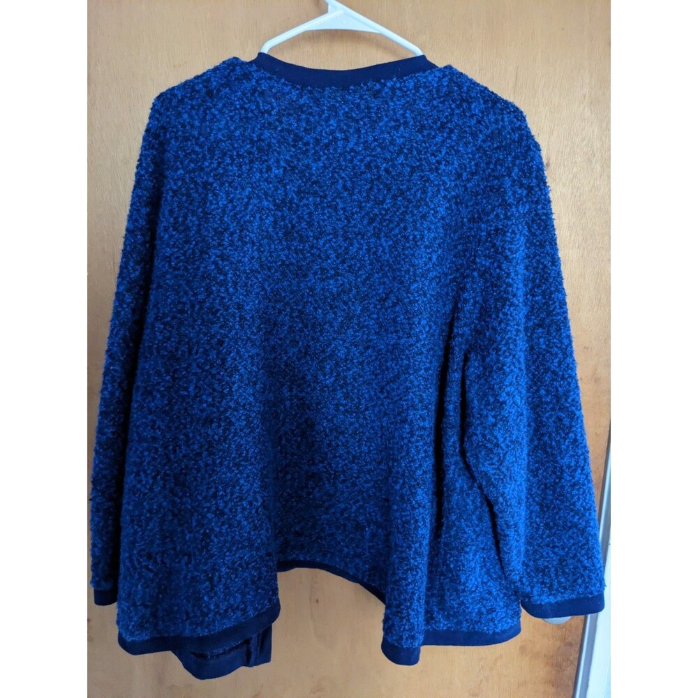C. D. Daniels Women's Open Cardigan Blue Floral Embroidered Size 2X Grandmacore - Picture 2 of 8